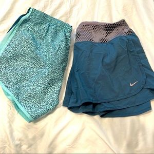 Nike Dri-Fit blue teal Running Athletic shorts Womens Medium bundle set